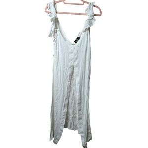 Lulus‎ White Ruffle Strap Lace Trim Midi Dress - Size M